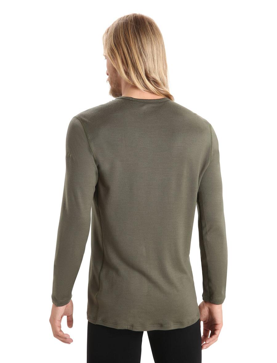 Men's Icebreaker Merino 260 Tech Long Sleeve Crewe Thermal Top Base Layers Loden | CA 1552BEXC